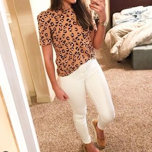 Target A New Day Leopard Print Puff Sleeve Shirt